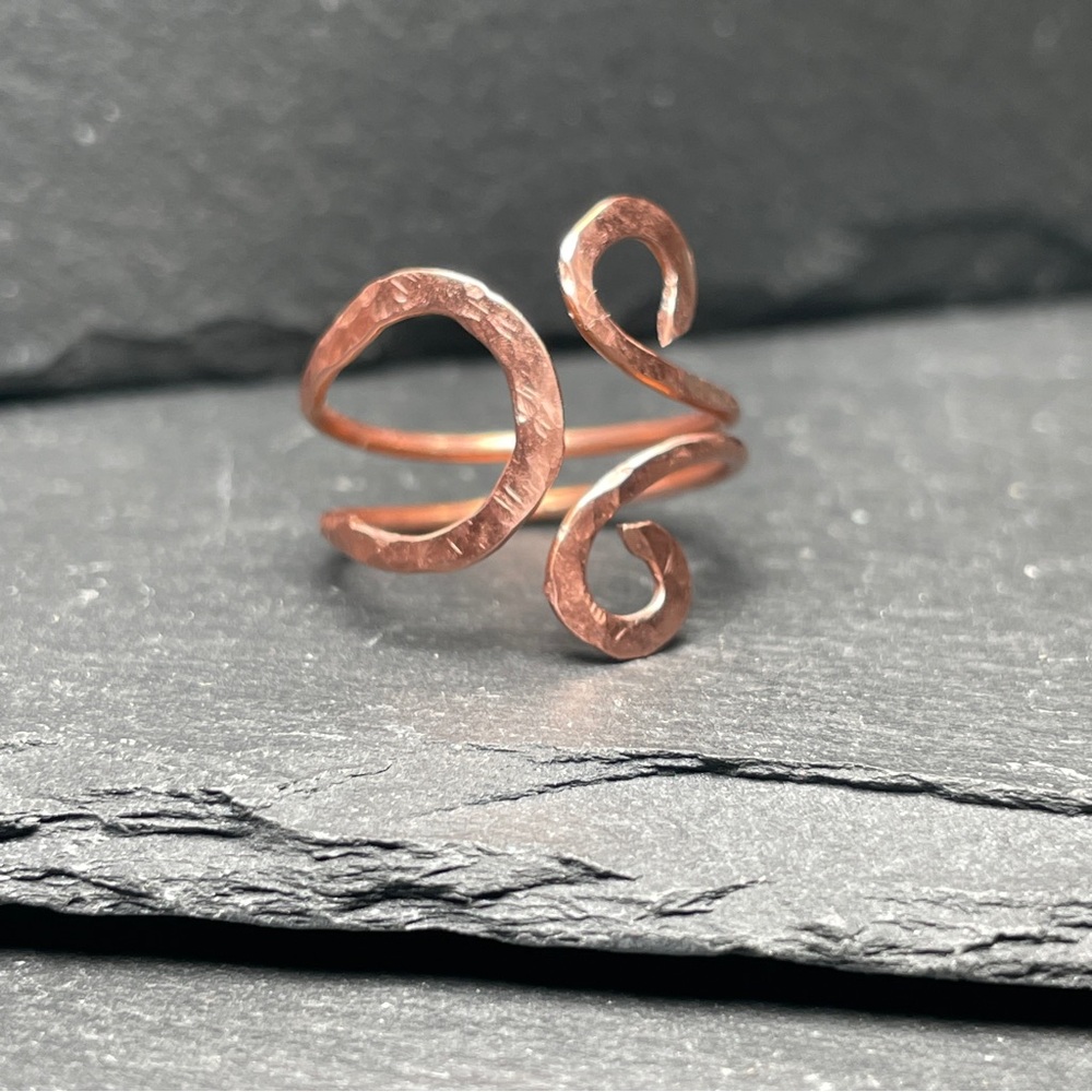 RESERVED
Hammered Copper Swirl Open Adjustable Ring - Women Jewelry - Picture 5 of 5